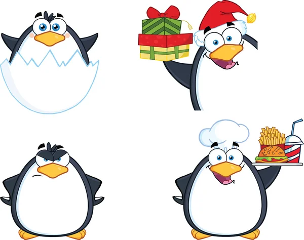 Pingüino personaje de dibujos animados Poses 11 conjunto de colección — Foto de Stock