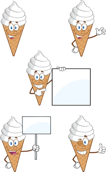 Personaje de dibujos animados de helado. Conjunto colección —  Fotos de Stock