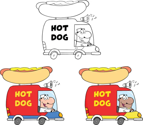Wózki hot-dog. zestaw kolekcja — Zdjęcie stockowe