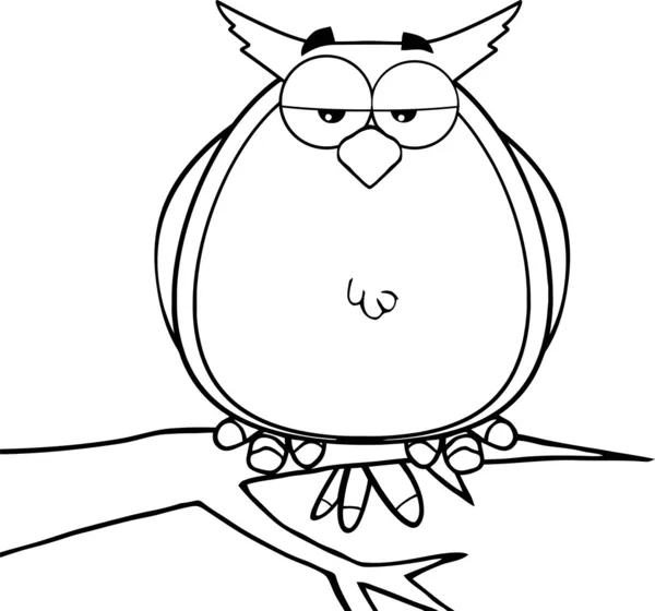 Black And White Owl On Tree Cartoon Character — Stock Photo, Image