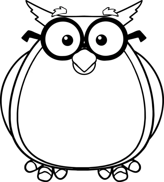 Black And White Wise Owl Teacher Cartoon Character With Glasses — Stock Photo, Image