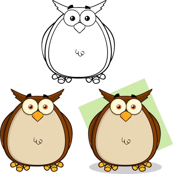 Owl Cartoon Character. Collection Set — Stock Photo, Image