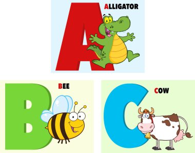 ABC komik karikatür alfabe koleksiyonu kümesi