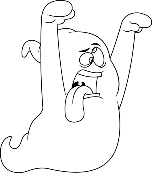 Umrissene Halloween Scary Ghost Cartoon Charakter Vector Hand Gezeichnete Illustration — Stockvektor