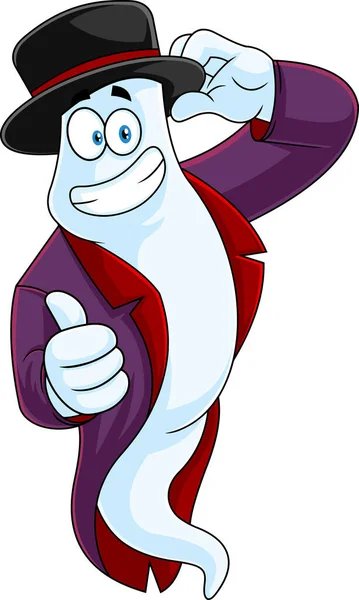 할로윈의 캐릭터 Smiling Halloween Ghost Cartoon Character Showing Thumbs 백지에서는 — 스톡 벡터
