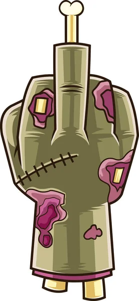 Böse Zombie Hand Zeigt Mittelfinger Cartoon Vector Hand Gezeichnete Illustration — Stockvektor