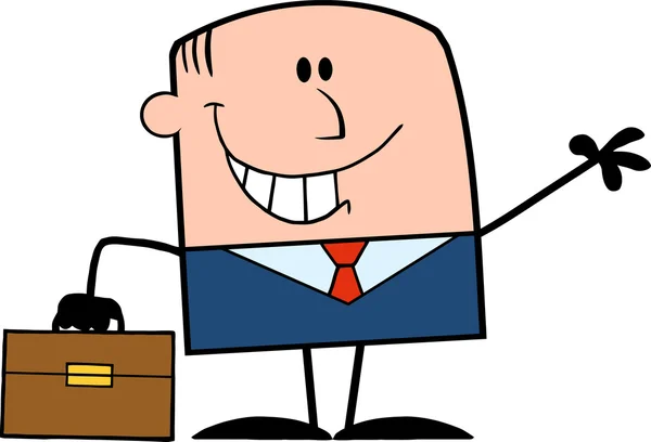 Smiling Businessman Cartoon Character Waving