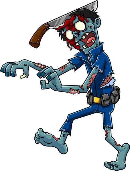 Scary Zombie Personaje Dibujos Animados Caminando Ilustración Dibujada Mano Trama — Vector de stock