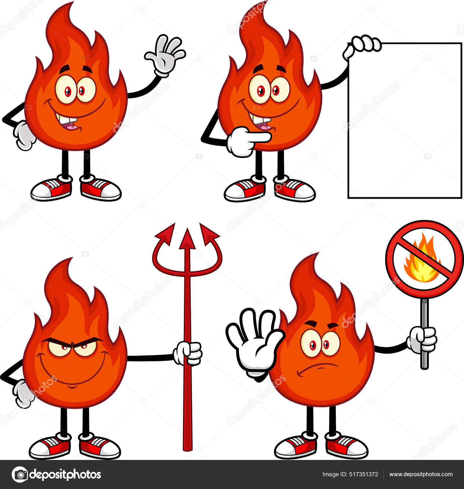 Desenho Animado Ilustração Fogo Vermelho Demônio Personagens imagem vetorial  de HitToon© 517351372