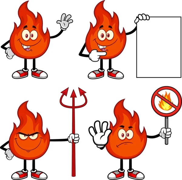 Ilustración Dibujos Animados Los Personajes Del Demonio Rojo Fuego — Archivo Imágenes Vectoriales