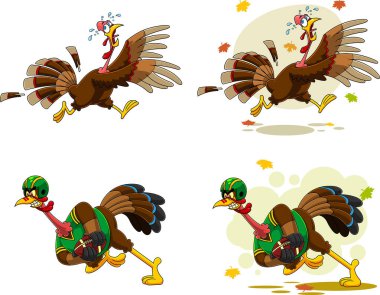 Çizgi film renk hindileri vektör çizimi