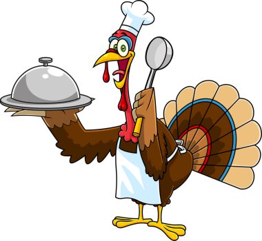 Kaşık ve saat ile hindinin çizimi