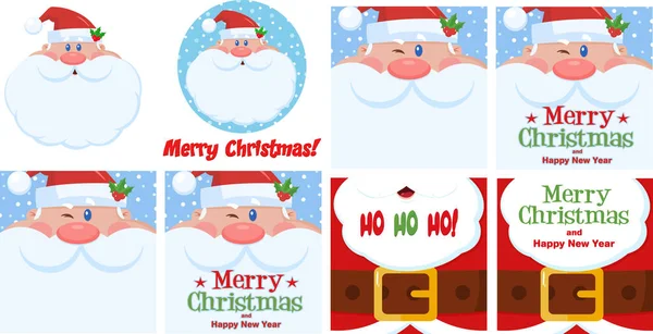 Weihnachtsgrußkarten Vector Hand Drawn Collection Set Mit Hintergrund Und Text — Stockvektor