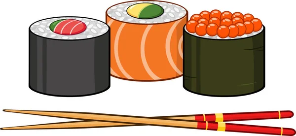 Ízletes Elkészített Sushi Közelkép — Stock Vector