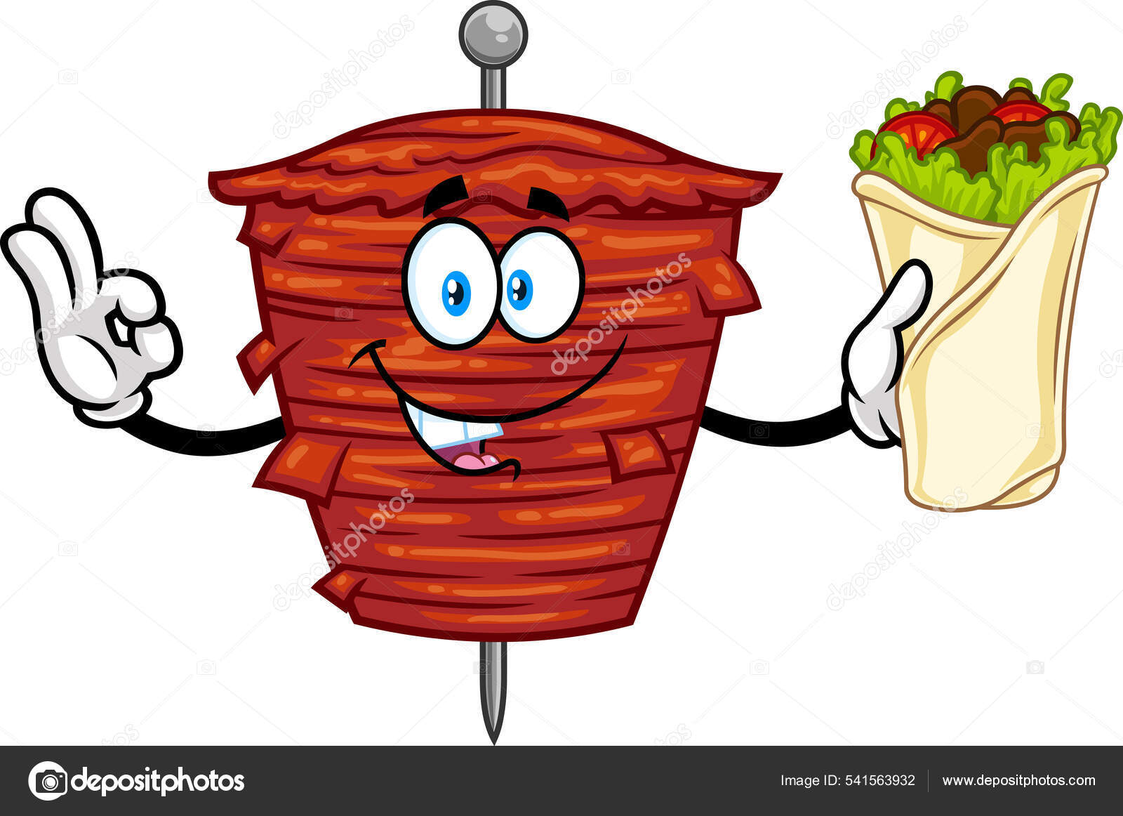 Kebab Dibujos Animados Skewer Carne Parrilla Con Rollo vector, gráfico  vectorial © HitToon imagen #541563932