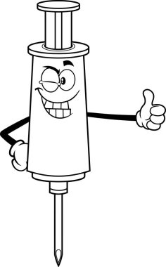 şirin çizgi film şırınga vektör çizimi