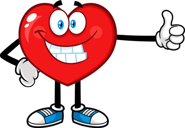 Red Heart Mascot Character Thumb — Stock Vector