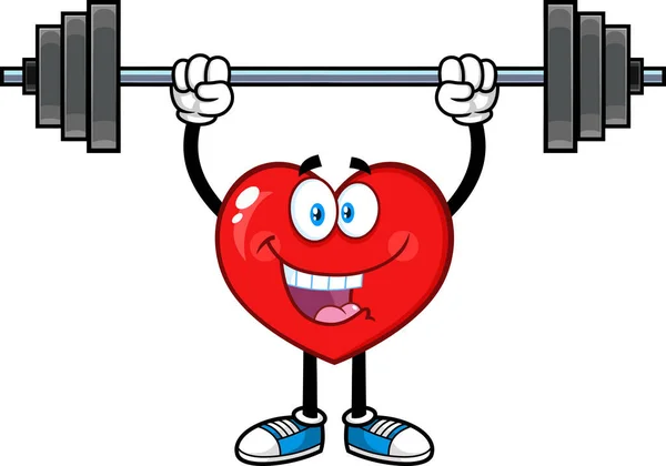 Red Heart Character Barbell — Stock Vector