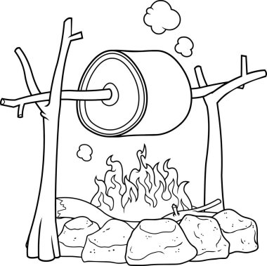 Bir karikatür kamp sahnesinin vektör çizimi