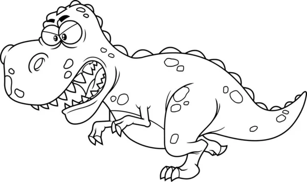 Kleurboek Met Een Leuke Cartoon Dinosaurus — Stockvector