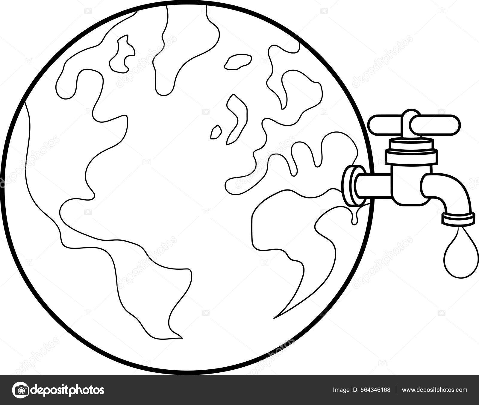 Globo Terra Dos Desenhos Animados Com Torneira Gota Água Ilustração Vetor  de ©HitToon 564346168, image size:1600x1353