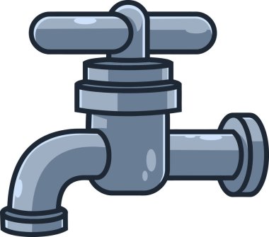 Çizgi film Su Musluğu. Vektör El Çizimi Resimleri Beyaz Arkaplanda İzole Edildi