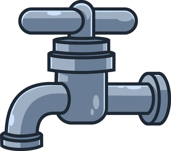 Cartoon Water Faucet Vector Hand Drawn Illustration Isolated White Background — Vettoriale Stock