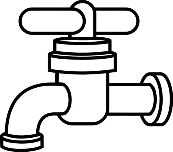 Cartoon Water Faucet Vector Hand Drawn Illustration Isolated White Background — ストックベクタ