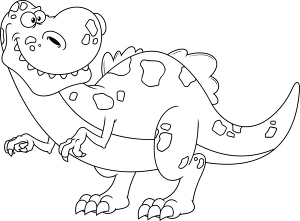 Målarbok Sida Svart Och Vit Illustration Dinosaurie — Stock vektor