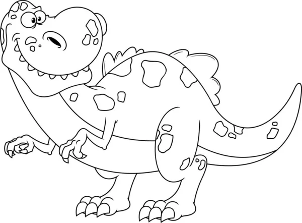 Coloring Book Page Black White Illustration Dinosaur — ストックベクタ