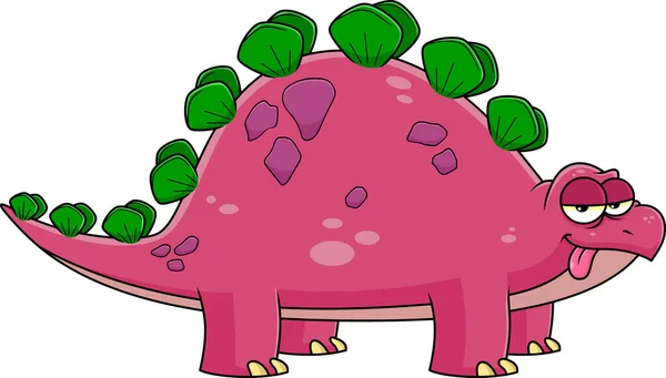 Ilustracja Kreskówki Dinozaura Dużą Zieloną Głową — Wektor stockowy