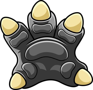 Alt Triceratops, Pençeli Dinozor Pençesi Ayak İzi Logosu Tasarımı. Vektör El Çizimi Resimleri Beyaz Arkaplanda İzole Edildi