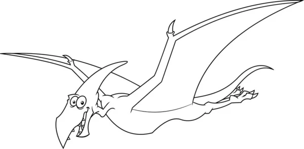 Pteranodon Dinosaurus Cartoon Character Vektorové Ručně Kreslené Ilustrace Izolované Bílém — Stockový vektor