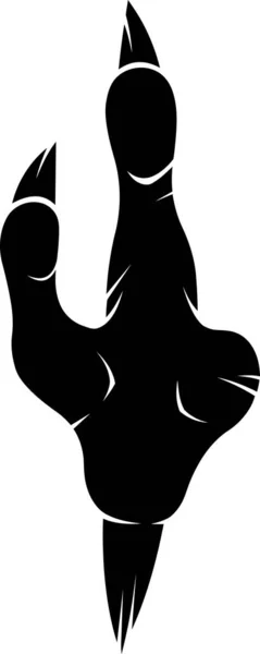 Velociraptor Dindragon Black Paw Silhouette Claws Print Logo Design 在白色背景下孤立的矢量手绘图解 — 图库矢量图片