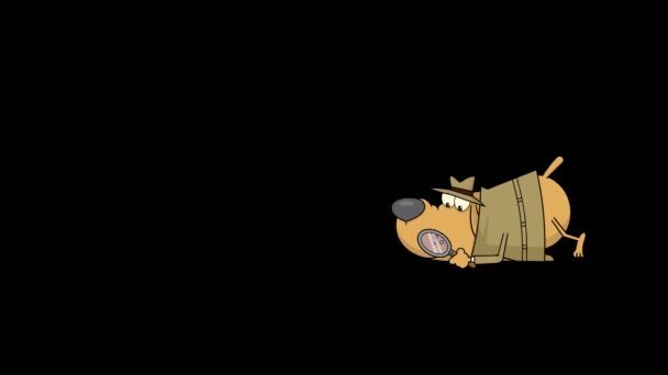 Dog Detective Looking Clues Magnifying Glass Walk Loop Animation Video — Stockvideo