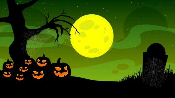 Funny Spider Cartoon Character Animation Video Motion Graphics Halloween Background — Stock Video