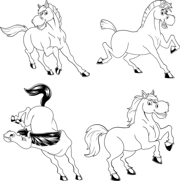 Προτεινόμενα Καταπληκτικά Άλογα Χαρακτήρες Κινουμένων Σχεδίων Μασκότ Σετ Συλλογής Διανυσμάτων — Διανυσματικό Αρχείο