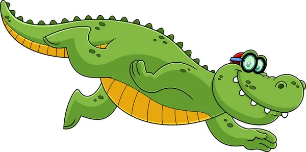 Illustration Bedårande Krokodil Med Gröna Ögon Isolerad Vit Bakgrund — Stock vektor