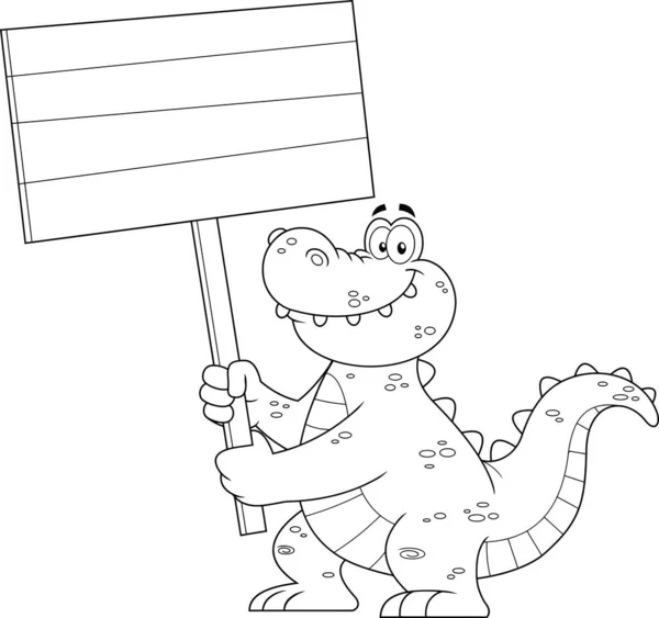 Desenho Animado Ilustração Dinossauro Com Sinal Crocodilo —  Vetores de Stock