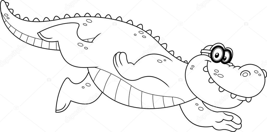 coloring book page with a cartoon illustration of a dinosaur