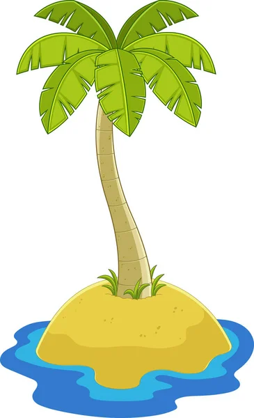 Ilustração Uma Ilha Tropical Com Uma Árvore — Vetor de Stock