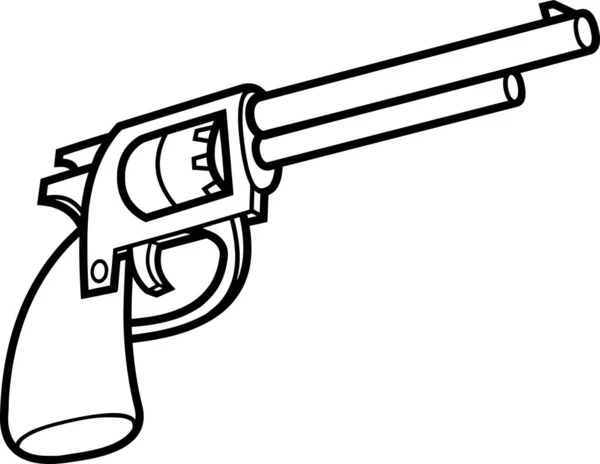 Cartoon Cowboy Revolver Pistol Illustrazione Disegnata Mano Vettoriale Isolata Sfondo — Vettoriale Stock