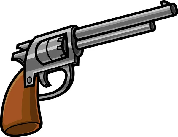 Tecknad Cowboy Revolver Pistol Vektor Hand Tecknad Illustration Isolerad Vit — Stock vektor