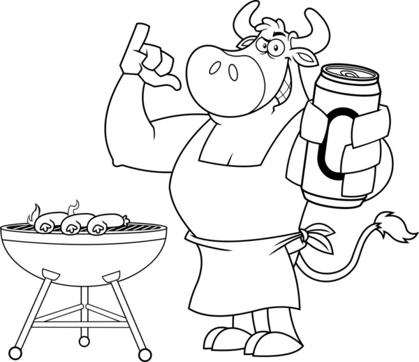 Illustrazione Toro Chef Dei Cartoni Animati — Vettoriale Stock