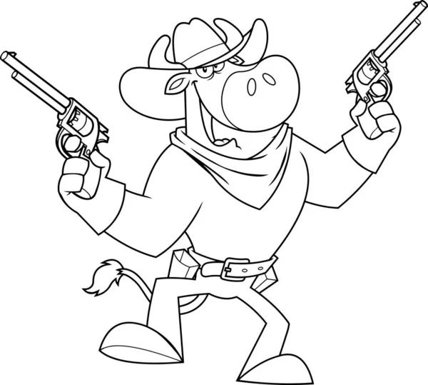 带着枪的卡通猎牛者的矢量图解 — 图库矢量图片