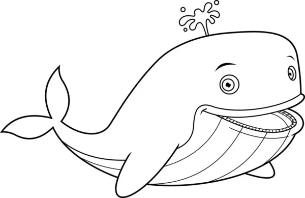 Tatlı Bir Karikatür Balinasının Vektör Çizimi — Stok Vektör