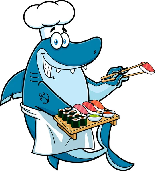 Ilustración Lindo Tiburón Dibujos Animados — Vector de stock