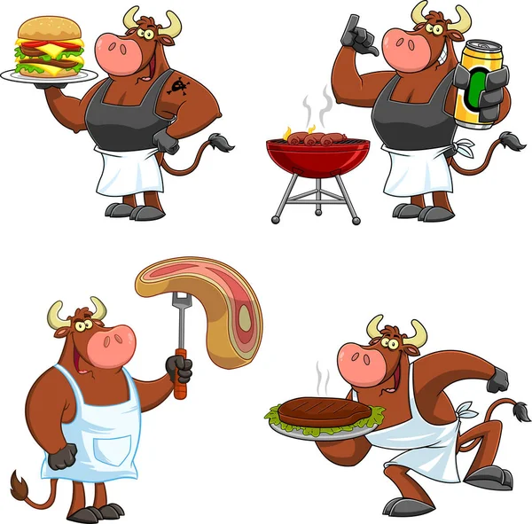 Set Cute Cartoon Food Fries Dog Meat Sausage Vector Illustration — Vector de stock