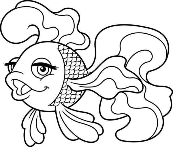 Illustrazione Vettoriale Simpatico Pesce Cartone Animato — Vettoriale Stock