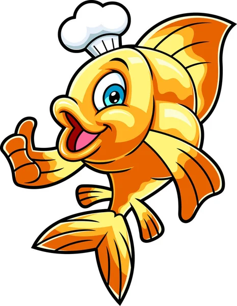 Vector Illustration Cute Cartoon Fish Chef — Image vectorielle